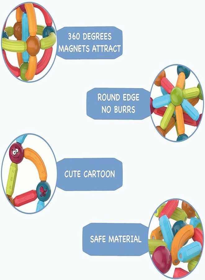 KONIGIN Play Game DIY STEM Magnetic Sticks Building Blocks Toy Magnetic Balls and Rods Set Montessori Stacking Toys for Kids (52 Pcs_Multicolor) - Image 3